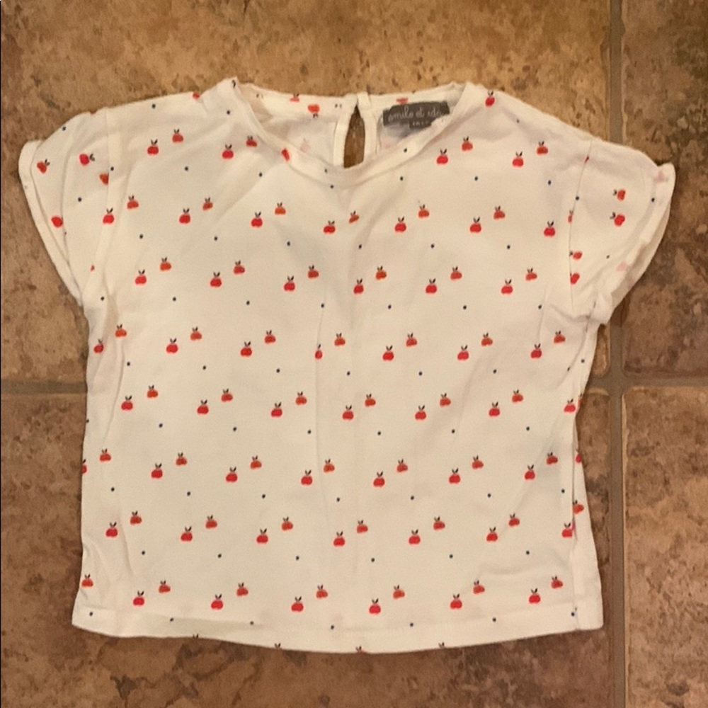 emile et ida cherry blossom tee, white, 18 months
